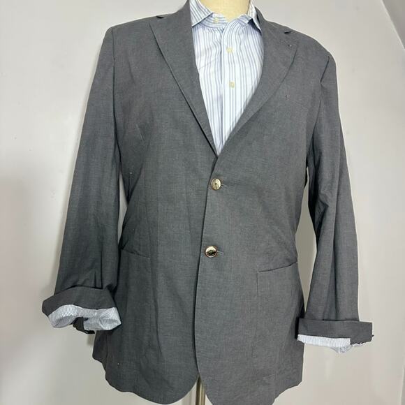 Massimo Dutti Other - Massimo Dutti Gray Blazer Jacket 2 Button Sz 48 Italian Cotton Career Business